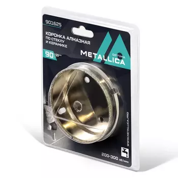Коронка алмазная Metallica Optima 901625 (90x55 мм, #80, по стеклу, плитке, 1 шт, в блистере)