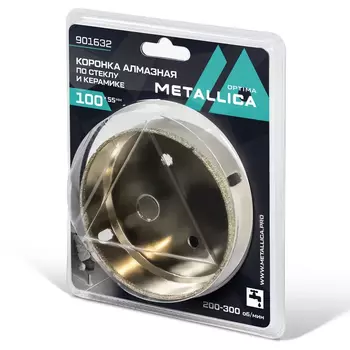 Коронка алмазная Metallica Optima 901632 (100x55 мм, #80, по стеклу, плитке, 1 шт, в блистере)