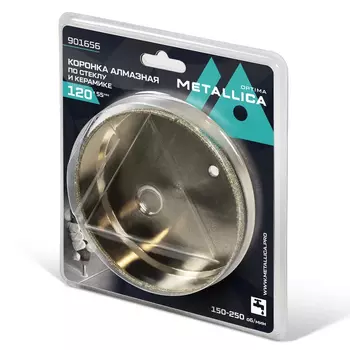 Коронка алмазная Metallica Optima 901656 (120x55 мм, #80, по стеклу, плитке, 1 шт, в блистере)