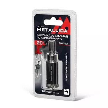 Коронка алмазная Metallica Ultra 901762 (20х70 мм, #46, с сверлом, по керамограниту, плитке, в блистере)