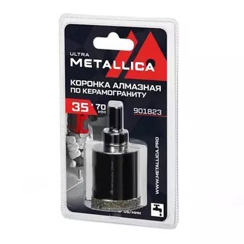 Коронка алмазная Metallica Ultra 901823, 35х70 мм, #46, с сверлом, по керамограниту, плитке, в блистере