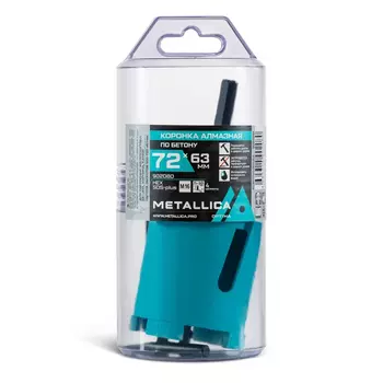 Коронка алмазная сегментная Metallica Optima 902080 (72x63 мм, М16, с хвостовиками HEX, SDS-plus, по бетону, в тубе)