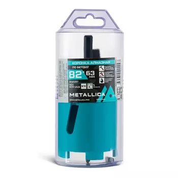 Коронка алмазная сегментная Metallica Optima 902097 (82x63 мм, М16, с хвостовиками HEX, SDS-plus, по бетону, в тубе)