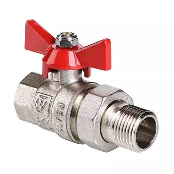 Кран шаровой латунный с полусгоном Valtec BASE 1 1/4" ВР-НР VT.227.N.07 (никель)