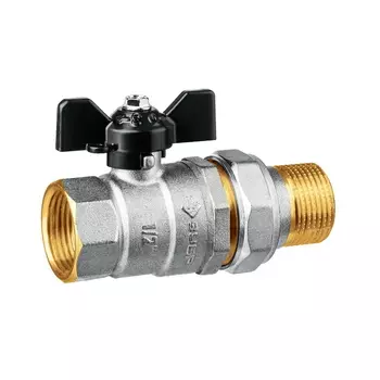 Кран шаровой Зубр 51321-1/2 с накидной гайкой полнопроходной d 1/2", ручка "бабочка", "мама-папа"