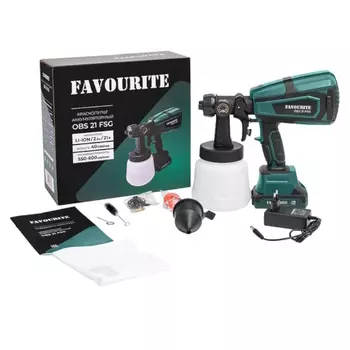 Краскопульт Favourite OBS 21 FSG, аккумуляторный 21В, 2 Ач, ЗУ