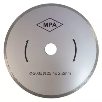 Круг алмазный по керамической плитке Энкор 25502 (200х25.4х2.2 мм, сплошной, мокрый рез)