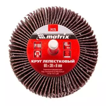 Круг лепестковый Matrix 74125, для дрели, 60х30х6 мм, Р100