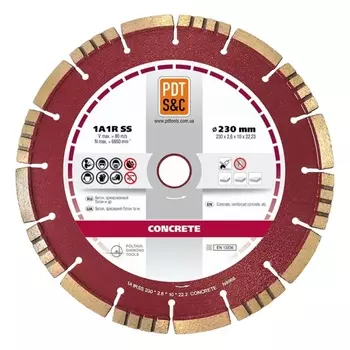 Круг отрезной алмазный PDT Concrete 1A1RSS/C3 (230х2.6х10х22.2 мм) 830600CRTu