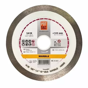 Круг отрезной алмазный PDT Marble 1А1R (125х1.4х10х22.2 мм) 820200CMRu