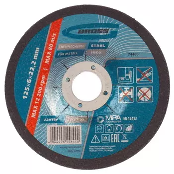 Круг шлифовальный по металлу Gross 74400, 125х6х22,2 мм