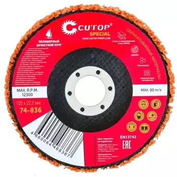 Круг зачистной полимерный для УШМ Cutop Special 125х22,2 мм, оранжевый (74-836)