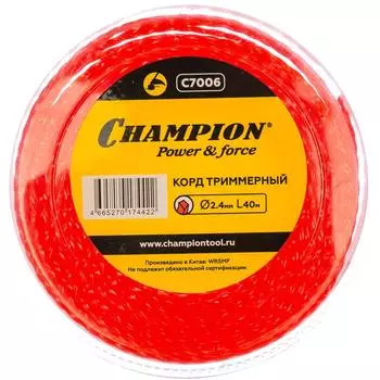 Леска для триммера Champion C7006 (2,4 мм, 40 м, витой квадрат)