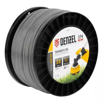 Леска для триммера Denzel EXTRA CORD 96812, двухкомпонентная, звезда, 2,0мм х 374м, на DIN катушке