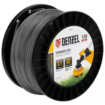 Леска для триммера Denzel EXTRA CORD 96819, двухкомпонентная, квадрат, 2,7мм х 138м, на DIN катушке