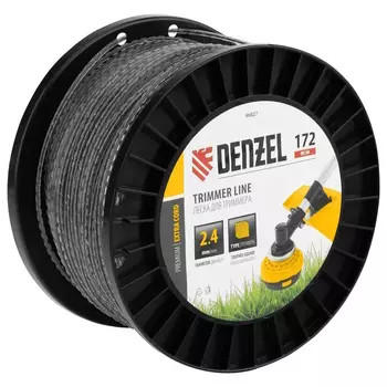Леска для триммера Denzel EXTRA CORD 96827, двухкомпонентная, зубчатый квадрат, 2,4мм х 172м, на DIN катушке