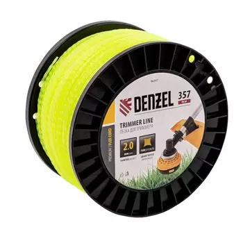 Леска для триммера Denzel FLEX CORD 96297, витой квадрат, 2,0мм х 357м, на DIN катушке