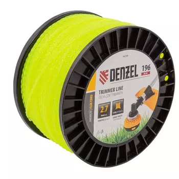 Леска для триммера Denzel FLEX CORD 96299, витой квадрат, 2,7мм х 196м, на DIN катушке