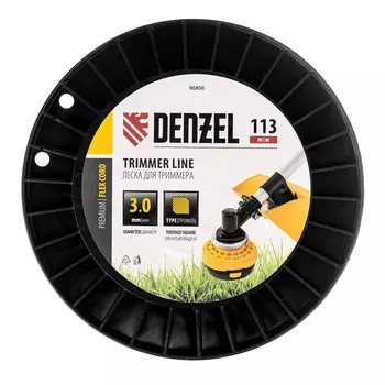 Леска для триммера Denzel FLEX CORD 96806, зубчатый квадрат, 3,0мм х 113м, на DIN катушке