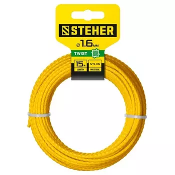 Леска для триммера Steher 75020-1.6 витой квадрат, 1.6 мм, 15 м