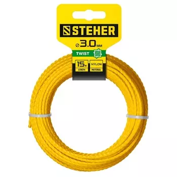 Леска для триммера Steher 75020-3.0 витой квадрат, 3.0 мм, 15 м