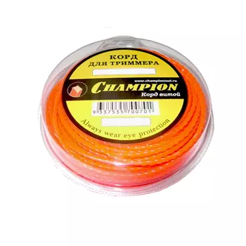 Леска для триммеров Champion Twisted Square C7003, витой квадрат, 2,4 мм, 12 м