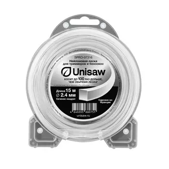 Леска триммерная Unisaw SPRO-07316, 2.4 мм, 15 м, квадрат