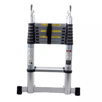 Лестница двухсторонняя Алюмет DTLH 2.5, телескопическая с шарниром 2,5+2,5 м