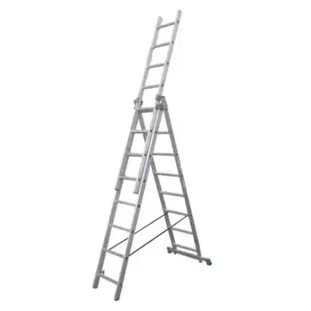 Лестница Pro Startul ST9944-08, алюминиевая, 3-х секционная, 201/474/214см 3х8 ступ., 9,9кг