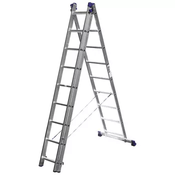 Лестница Сибин 38833-09 (универсальная, трехсекционная со стабилизатором, 9 ступеней)