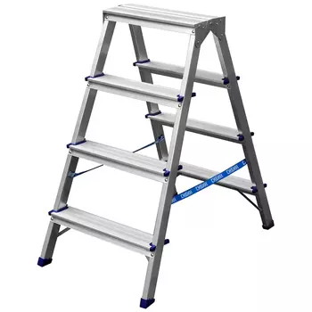 Лестница-стремянка Сибин 38825-04 двухсторонняя алюминиевая, 4 ступени