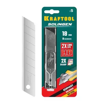 Лезвие Kraftool "SOLINGEN" 09605-18-S5 сменное, сегментированное, легированная инструментальная сталь, многоуровневая закалка, 8 сегментов, 18 мм, 5ш