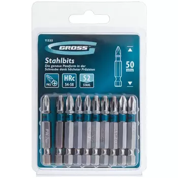 Набор бит Gross 1133555 PH2х50, сталь S2, 10шт.