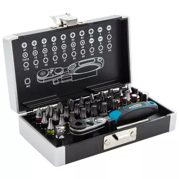 Набор бит Gross 11365 (1/4, магнитный адаптер, сталь S2, пластиковый кейс, 33 предмета)