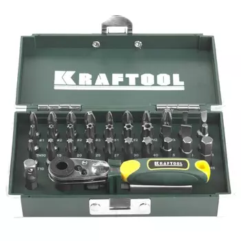 Набор бит Kraftool "X-Drive" 26065-H33, кованых, торсионных, Cr-Mo, система насечек "NSS", 33 предметов, в боксе