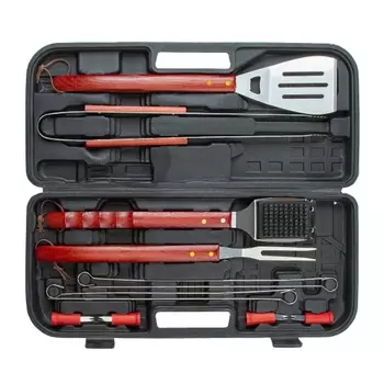 Набор для гриля Green Glade GB008 (лопатка, щипцы, вилка, щетка. шампуры 4 шт., вилка для кукурузы, в кейсе)