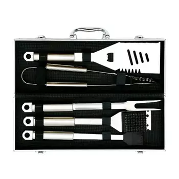 Набор для гриля Green Glade SC005 (лопатка, щипцы, вилка, щетка, кисть с силиконовым ворсом, алюминиевый кейс)