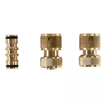 Набор для подключения шланга Palisad 66210, 1/2", переходник, 2 соединительных аквастопа), латунный