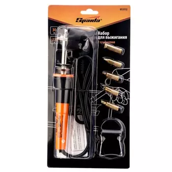 Набор для выжигания Sparta 913112, 7 предметов (паяльник 30 Вт, подставка, жала сменные)