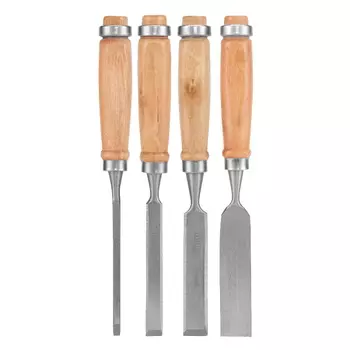 Набор долот-стамесок Sparta 242405, 6-12-18-24 мм, плоские, деревянные ручки