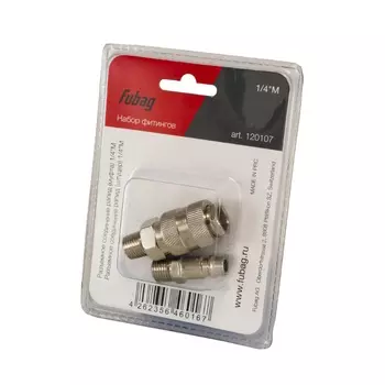 Набор Fubag 120107 (разъемное соединение рапид (муфта) 1/4"M, наружная резьба, разъемное соединение рапид (штуцер) 1/4"M, наружная резьба)