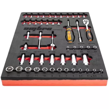 Набор головок торцевых Ombra OMT50STE 056137, 1/4" DR 4-14 мм, внешний TORX Е4-Е8, с аксессуарами, в EVA ложементе 280х375 мм, 50 предметов