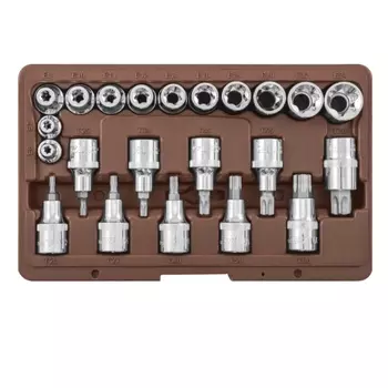 Набор головок торцевых, внешний TORX®, и насадок с вставками-битами TORX® Ombra 953222 055582, 22 предмета