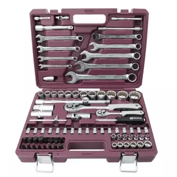 Набор инструмента универсальный Thorvik TS082/12 054008, 1/4", 1/2"DR с головками торцевыми 12-гранными, 82 предмета