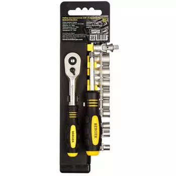 Набор инструментов 1/4" Berger BG2034 (шестигранные, 14 предметов + трещотка, метрические)
