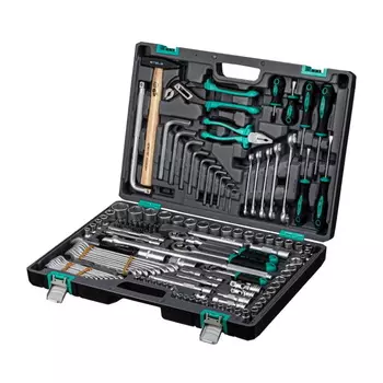Набор инструментов Stels 14107 (1/2", 1/4", 3/8", пластиковый кейс, 142 предмета)