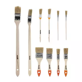 Набор кистей Sparta 841155, плоские 3/4"-2", круглые №2, 4, радиаторные 1", 1.5", для масляной краски, №2,6, 10 шт