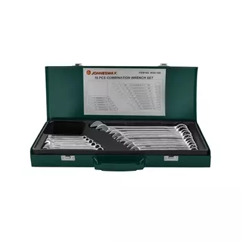 Набор ключей гаечных комбинированных Jonnesway W69116S 049178, с накидным изогнутым профилем 75° в кейсе, 7-24 мм, 16 предметов