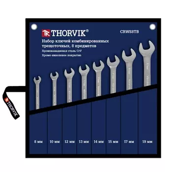 Набор ключей гаечных комбинированных трещоточных Thorvik CRWS8TB 053471, в сумке, 8-19 мм, 8 предметов