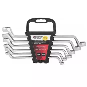 Набор ключей гаечных накидных изогнутых серии ARC на держателе Thorvik W2S6PR 052621, 8-19 мм, 6 предметов